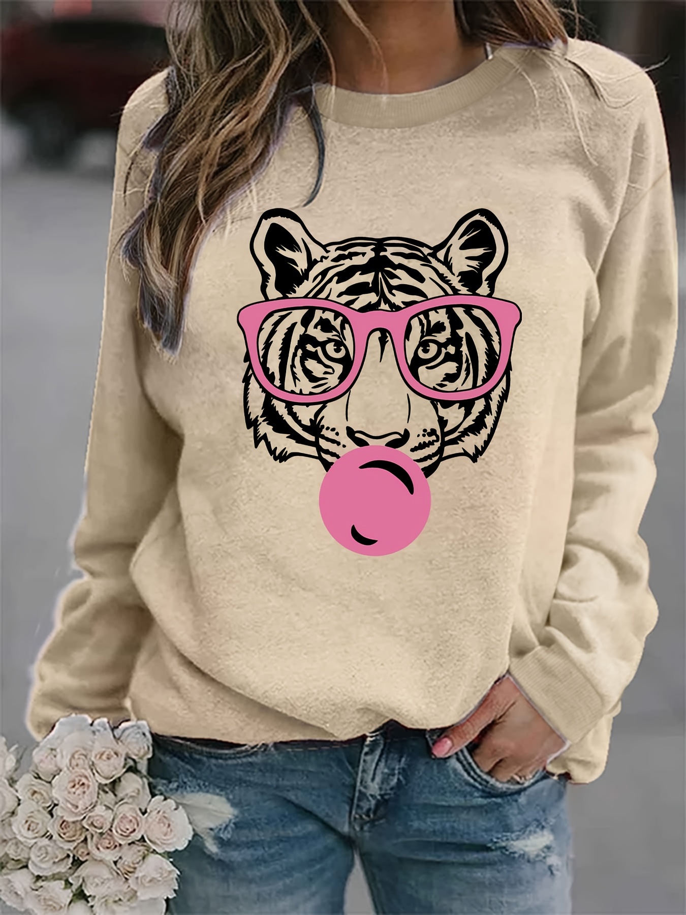  Crewneck Sweatshirt Womens Casual Long Sleeve,cute