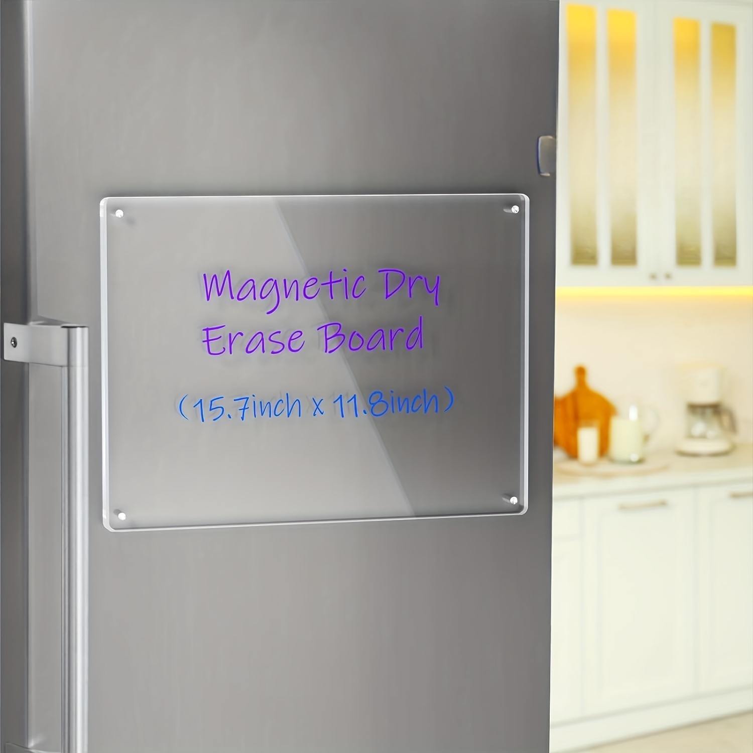 Ensemble de calendrier magnétique en acrylique pour réfrigérateur,  planificateur transparent effaçable à sec avec 4 marqueurs et support de  stylo