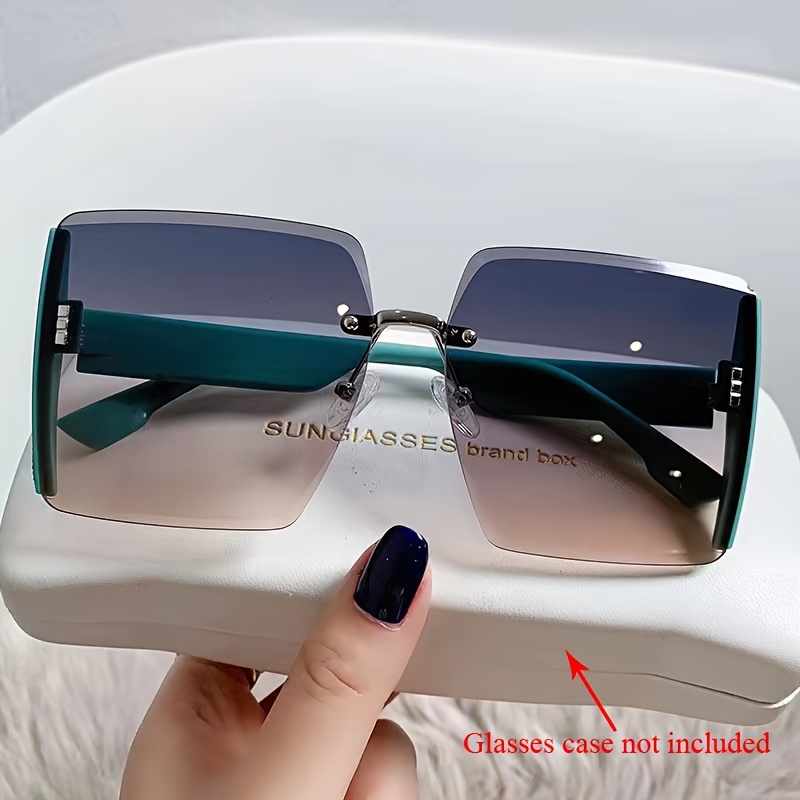 Square Rimless Sunglasses,Summer Glasses Fashion Sun Glasses For  Men,Women,Oversized Sun Glasses