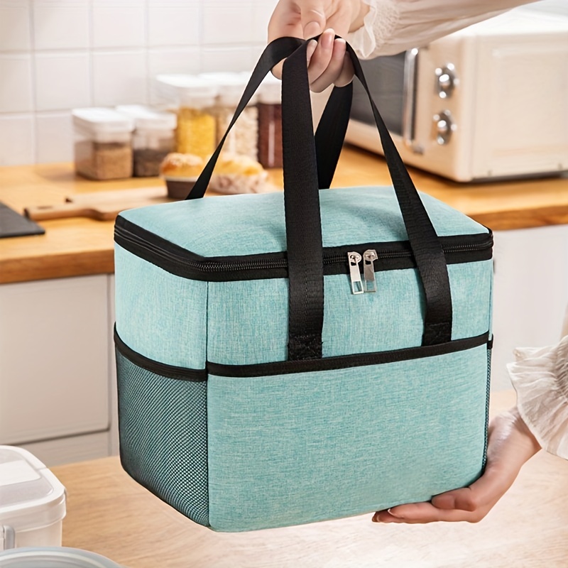 Thickened Bubble Grid Waterproof Lunch Box Bag In Blue