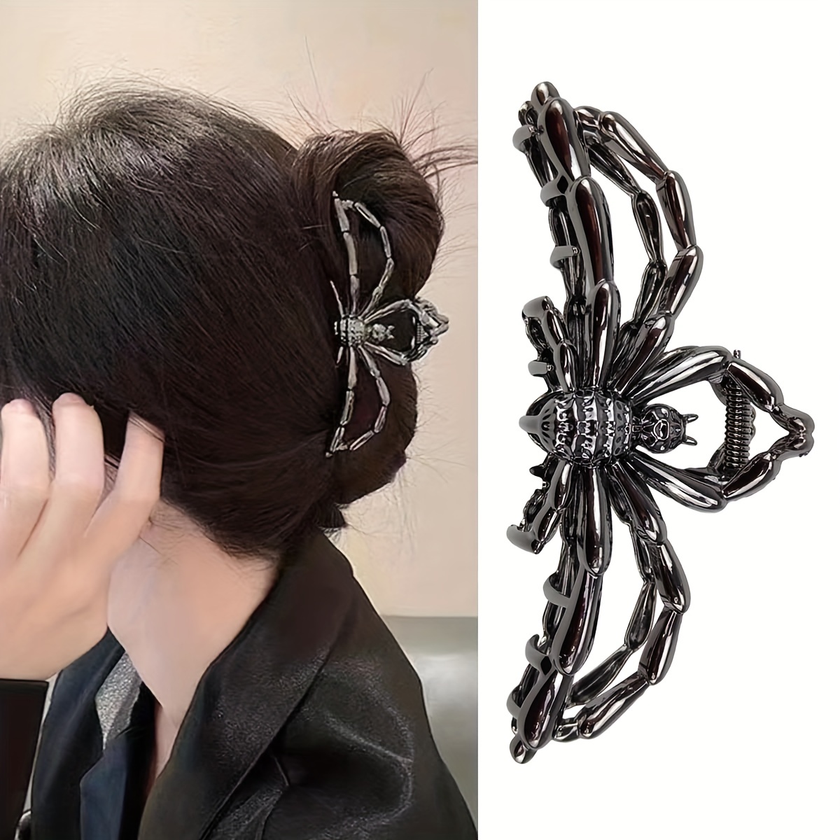 

1pc Spider Hair Clip Black Spider Claw Clip Large Metal Hair Claw Clips For Women Halloween Hair Accessories Hair Jaw Clips Nonslip Hair Clamp Clips For Thick Thin