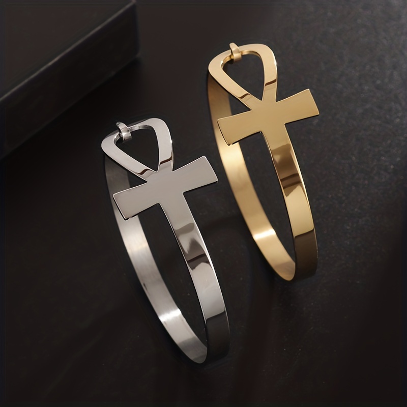 Stainless Steel Cross Bangle - Party Rock Bangle for Men and Women