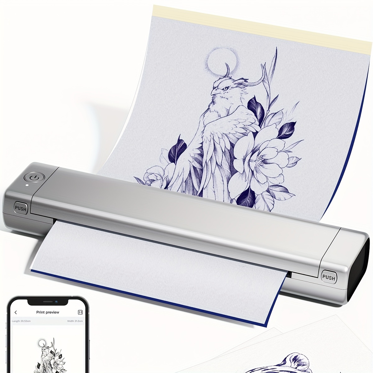 Phomemo M08F Wireless Tattoo Stencil Printer, Thermal Tattoo Kit Copier  Machine Supports A4 Transfer Paper, Bluetooth Stencil Printer for Tattooing  Compatible with Smartphone & PC for Tattoo Artists - Coupon Codes, Promo