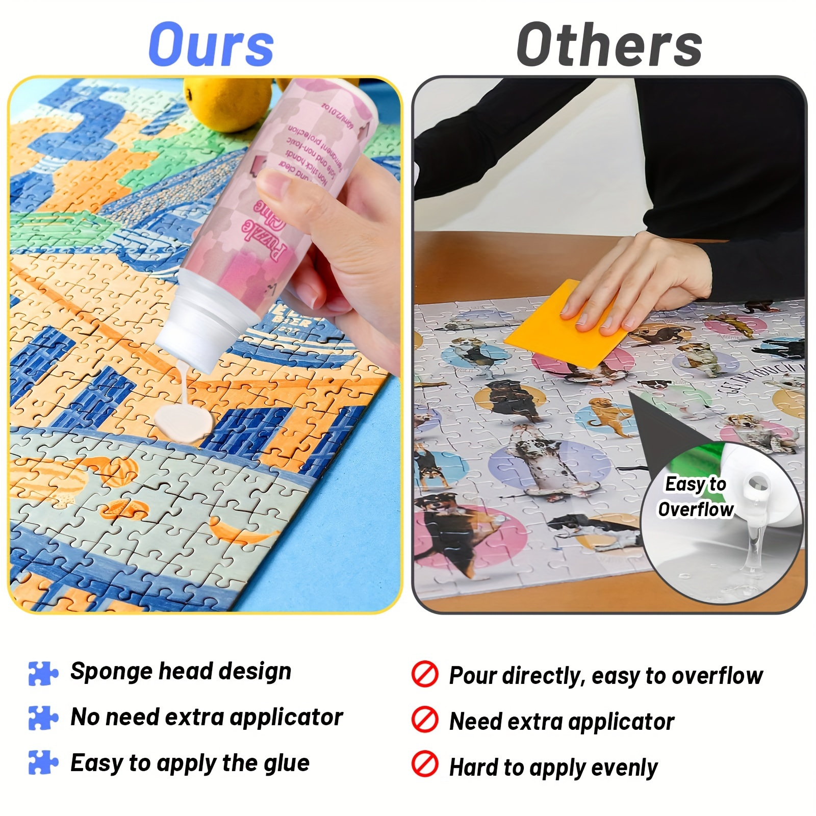 Pegamento transparente para rompecabezas con aplicador, pegamento para  rompecabezas para adultos y niños, pegamento transparente para rompecabezas