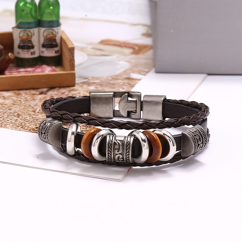 Simple Leather Bracelet Bangle With Stainless Steel Buckle For Men - Temu  Malaysia