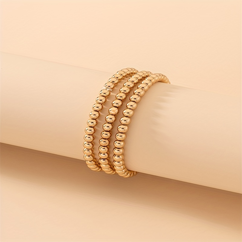 Round Beads Balls Bracelet 18k Gold Plated Golden Color - Temu