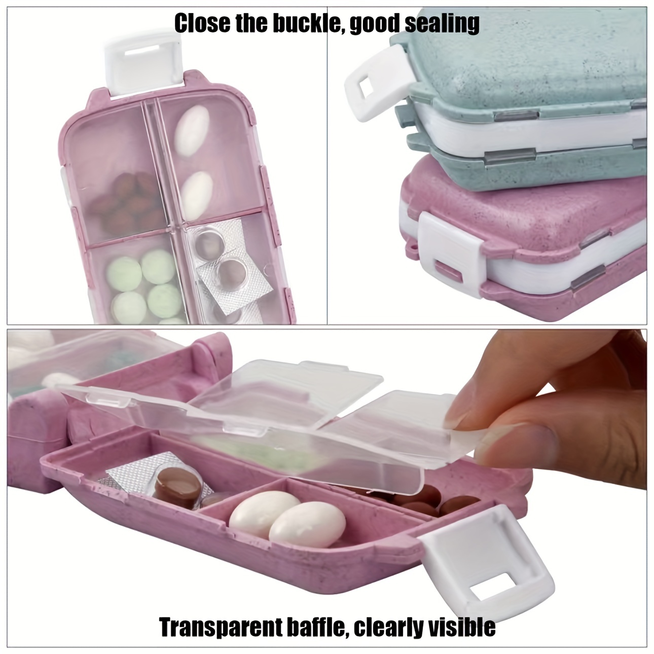 1pc Portable Pill Case Compact Pill Box Supplement Case For Pocket