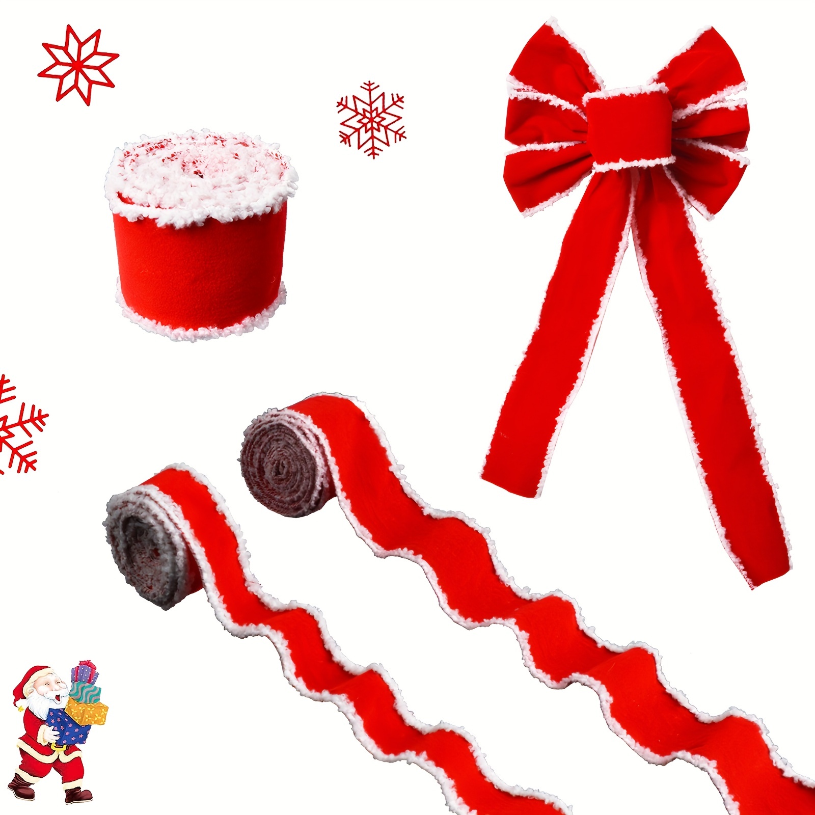 1pc 78.74 Inch Red Ribbon For Christmas Decoration, DIY Making Bow Gift  Packaging Red White Edge Fabric Ribbon Crafts Christmas Tree Party  Decoration