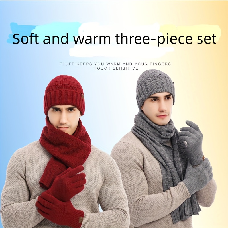 Acheter Bonnet chaud d'hiver, gants, écharpe trois pièces pour