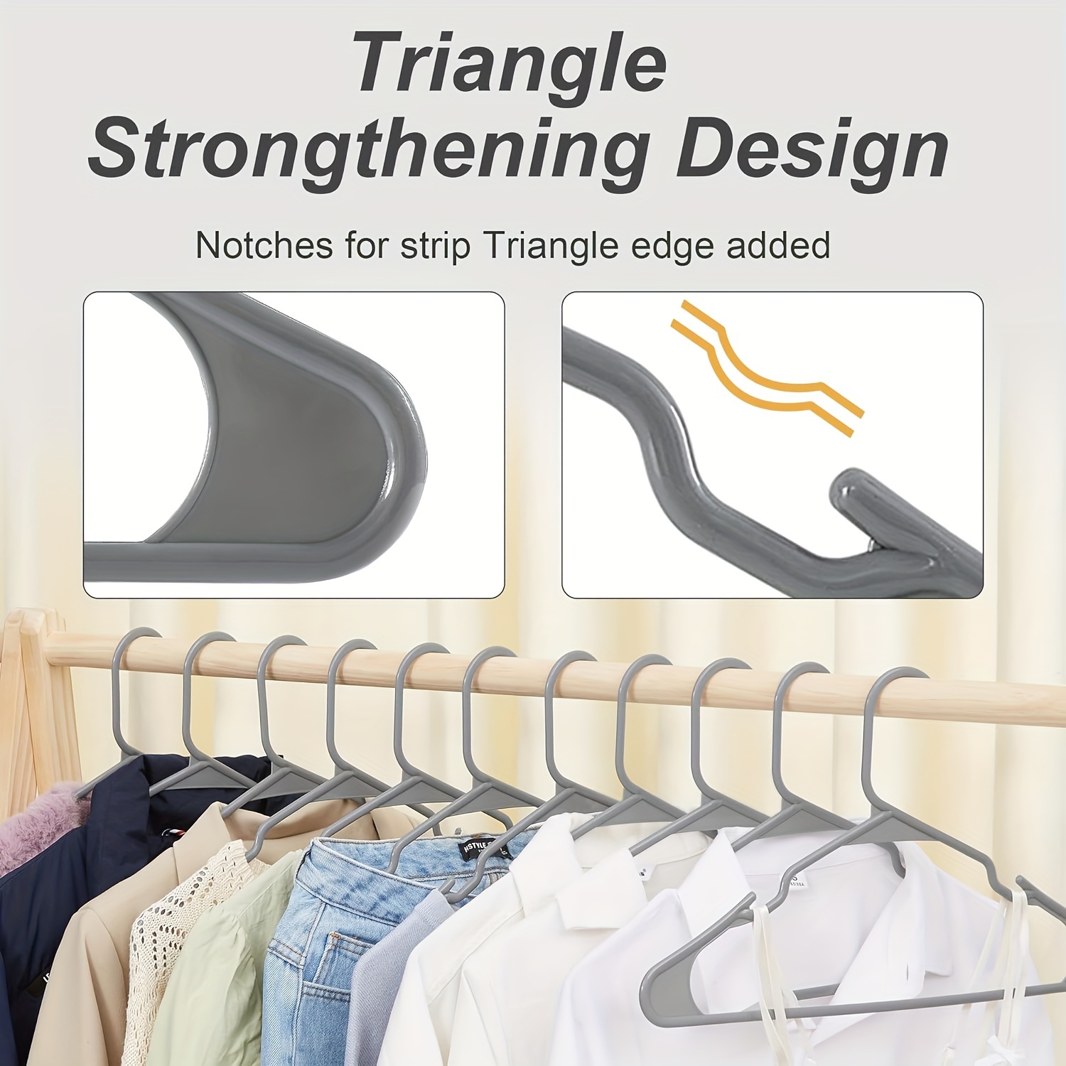 20 piece Pack High quality white plastic hangers - Space saving notch  hangers - Durable fiber thin - shoulder grooves 