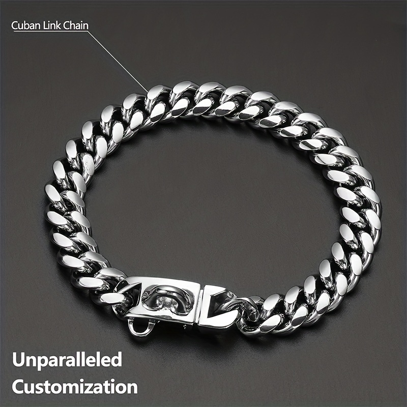 Waterproof Cuban Link Dog Collar Stainless Steel Buckle for Large Breeds