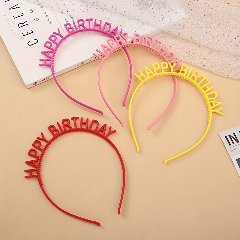 

8pcs Serre-tête Joyeux Anniversaire Lettre Colorée Décor Cheveux Bandeau Accessoires De Fête D'Anniversaire