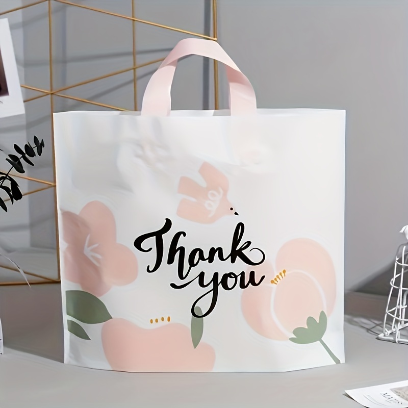 50 Packs Clear Gift Bags with Handle Thank You Gift Bags Transparent PVC  Gift Wrap Tote Bag Reusable Small Gift Bags for Shopping Birthday Wedding