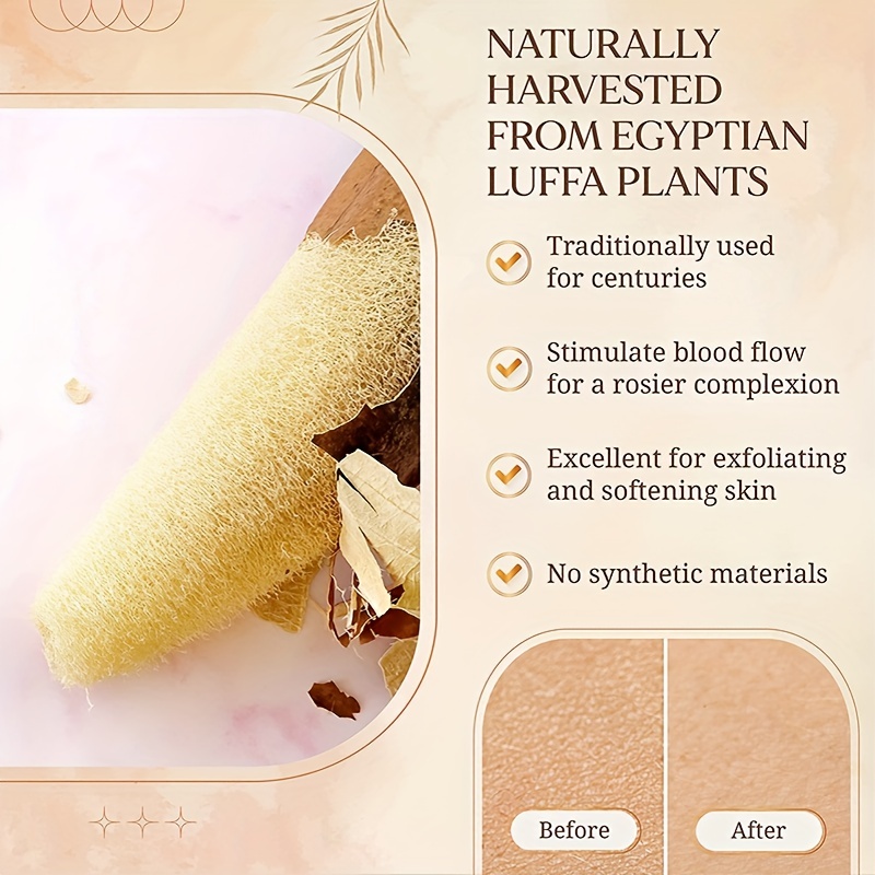 GOXAWEE Natural Loofah Sponge, Egyptian Shower Exfoliating Body Scrubber, Organic Luffa Sponge For Kitchenware Cleaning, Exfoliating Your Skin, SPA, Beauty, Bathing, Daily Care, DIY Soap