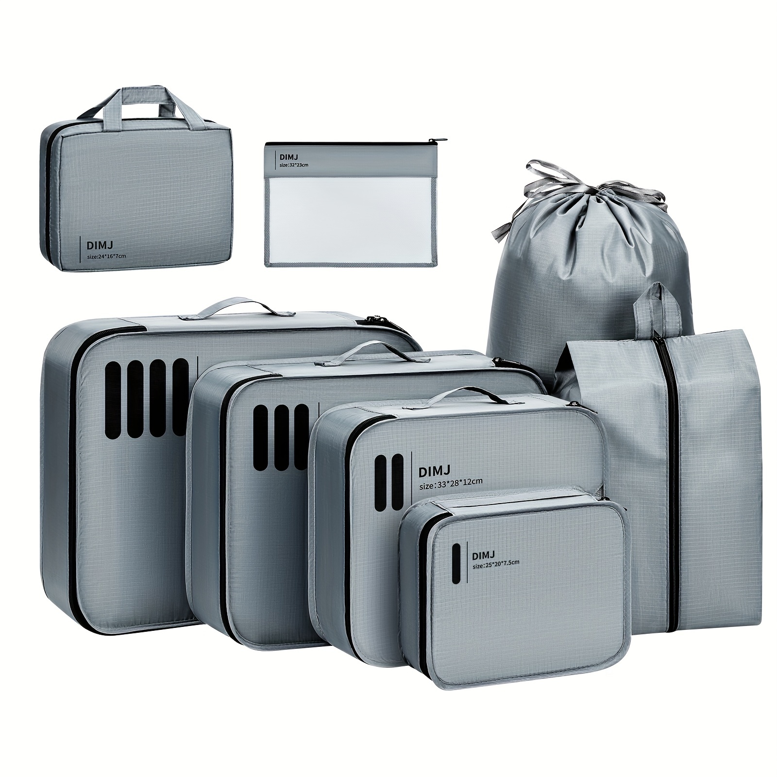 8PCS Travel Luggage Organiser Set Suitcase Storage Bags Clothing Packing  Cubes