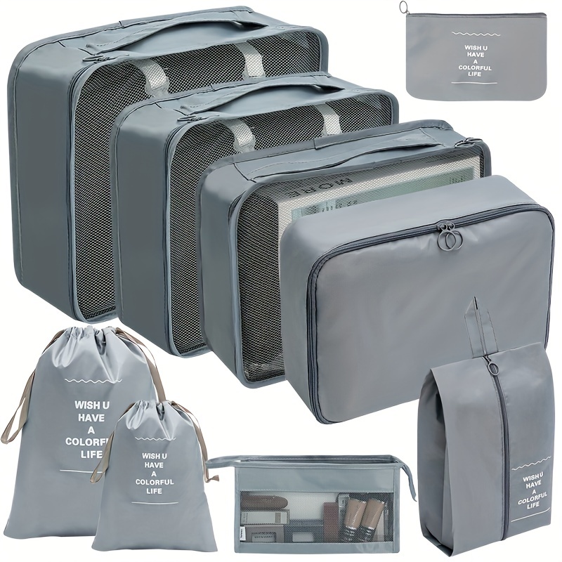 Juego de 6 cubos de embalaje de alta calidad, bolsas organizadoras de  equipaje esenciales para accesorios de viaje con bolsa de lavandería y  bolsa de