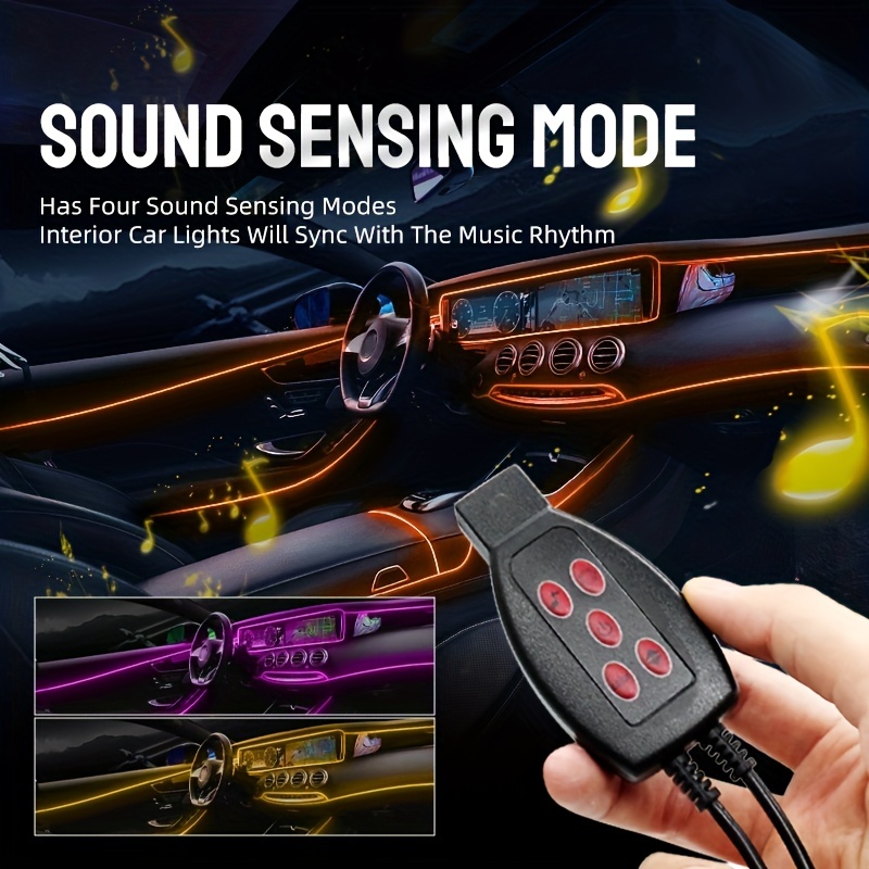 5M Car Interior Light Strip RGB Multiple Modes Sound Control