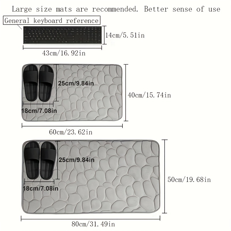 ESHOO Brown Bathroom Rugs Memory Foam Bath Mats for Bathroom Floor Mats Cobblestone Non-Slip Bath Rug Water Absorbent Indoor Door Mat Outdoor Kitchen Rug