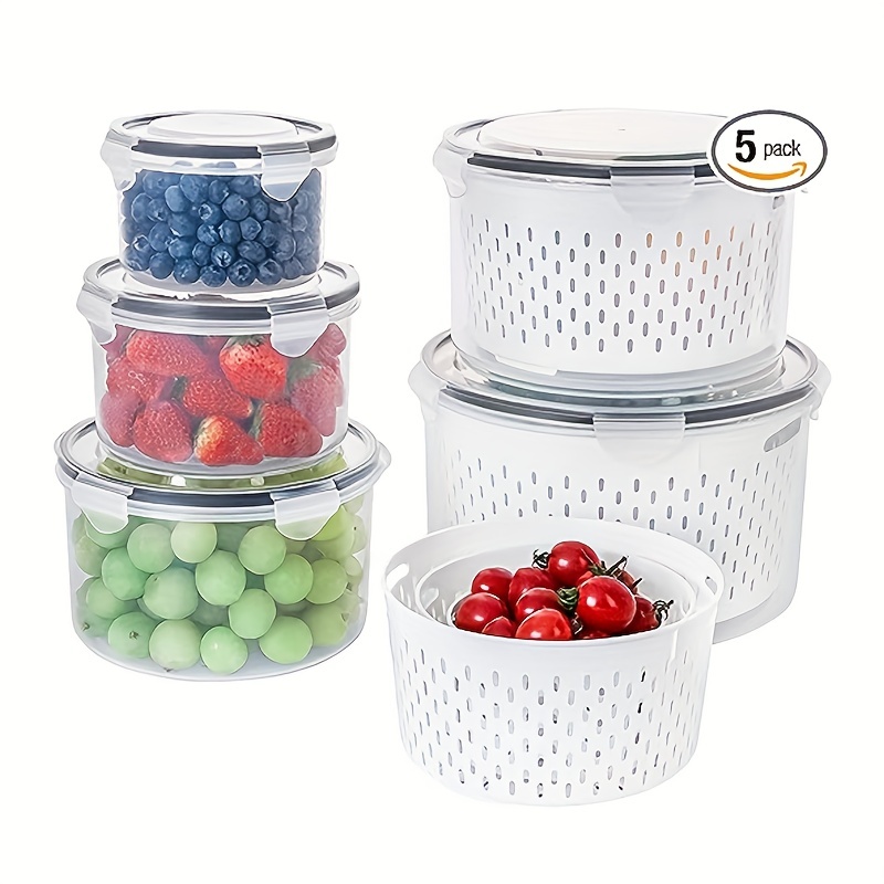  3 Pack Fruit Storage Containers for Fridge, Produce