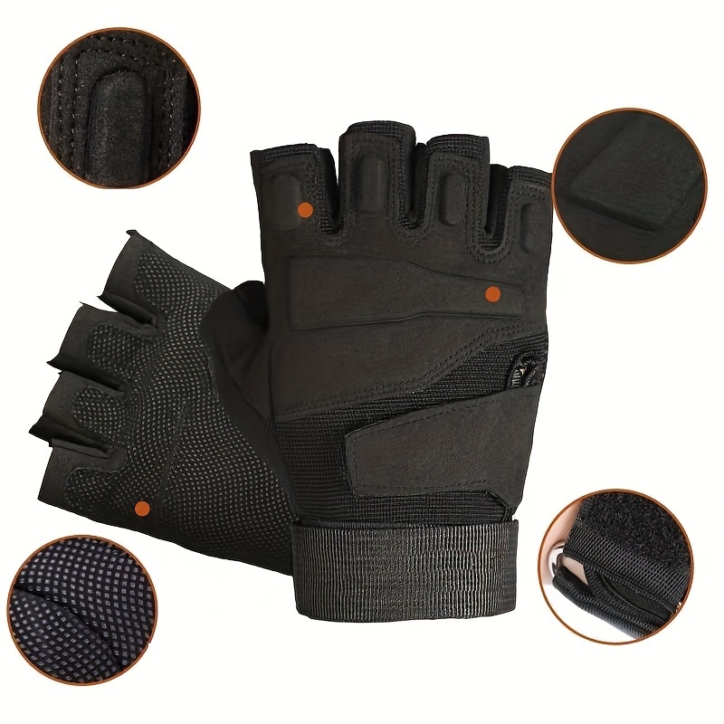 Mens And Womens Cycling Fitness Non Slip Outdoor Fishing Fighting Thickened  Wear Resistant Half Cut Finger Gloves Sports Half Finger Gloves - Jewelry &  Accessories - Temu