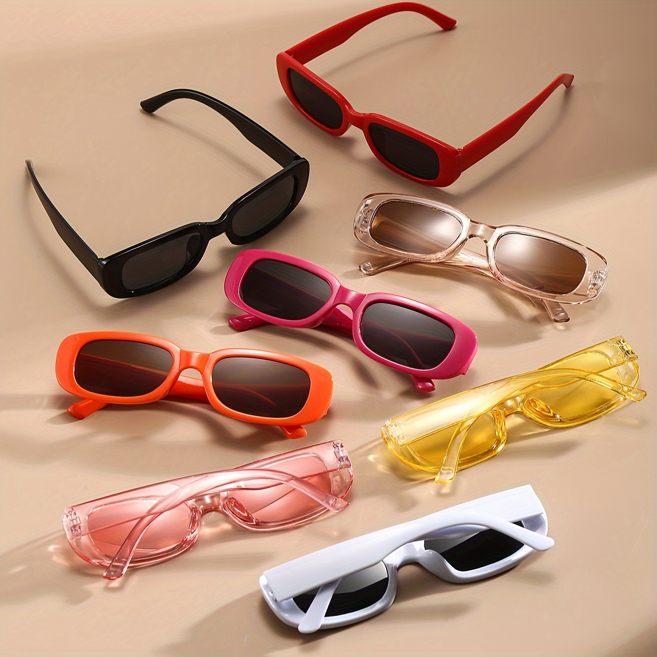 Women Mens Y2K Rectangle Sunglasses Summer Square Shades Retro Sun Glasses  UV400