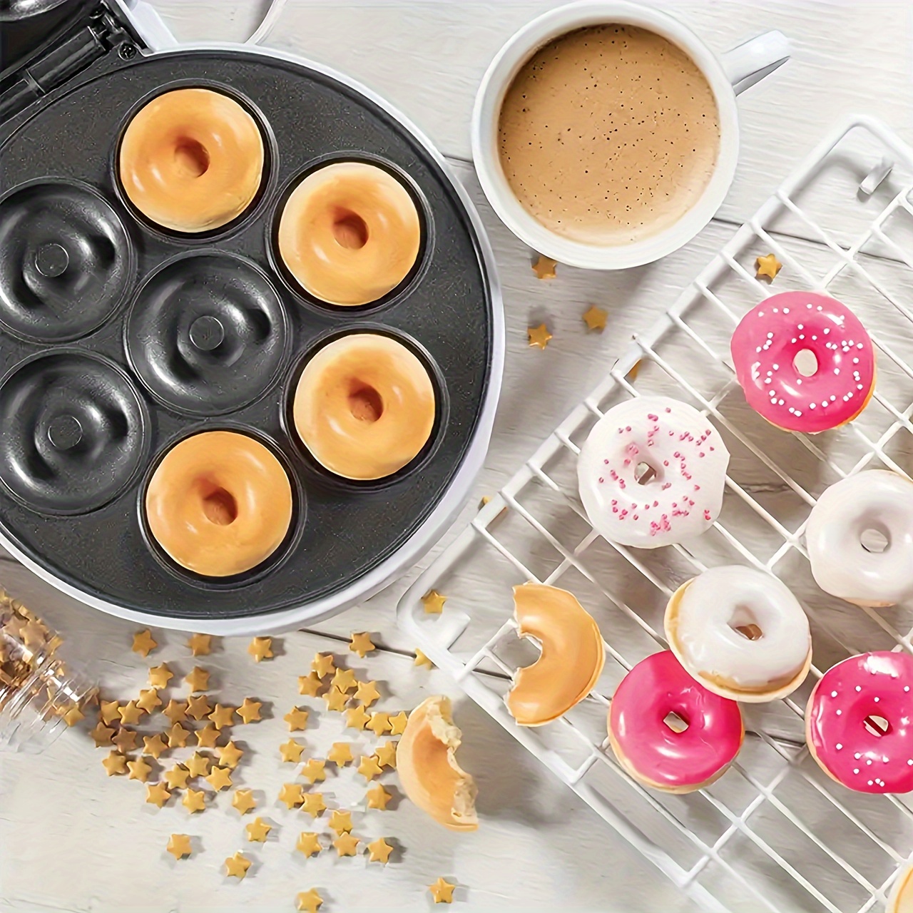 Donut Maker, Bread Maker, Breakfast Maker, Super Mini Donut Maker, Easy To  Use, Non Stick, 7 Small Donuts - Temu