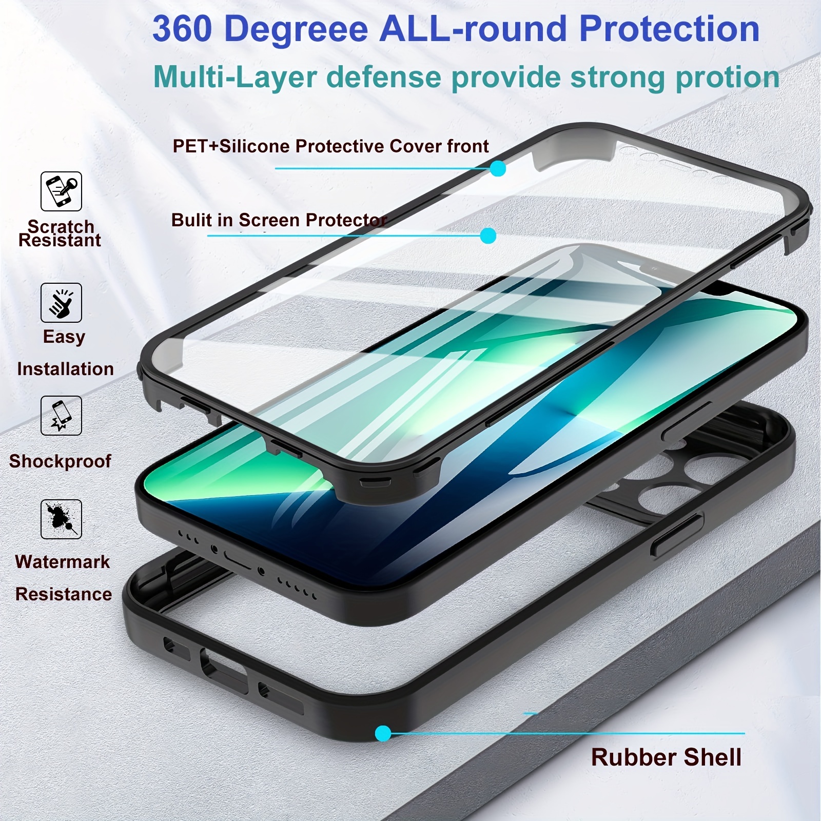360 Full Cover Protection Case Iphone 15 Pro Max 15 Pro 14 - Temu