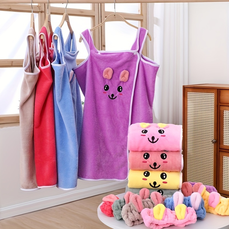 Children s Wearable Bath Towel Cute Cartoon Bath Skirt Super