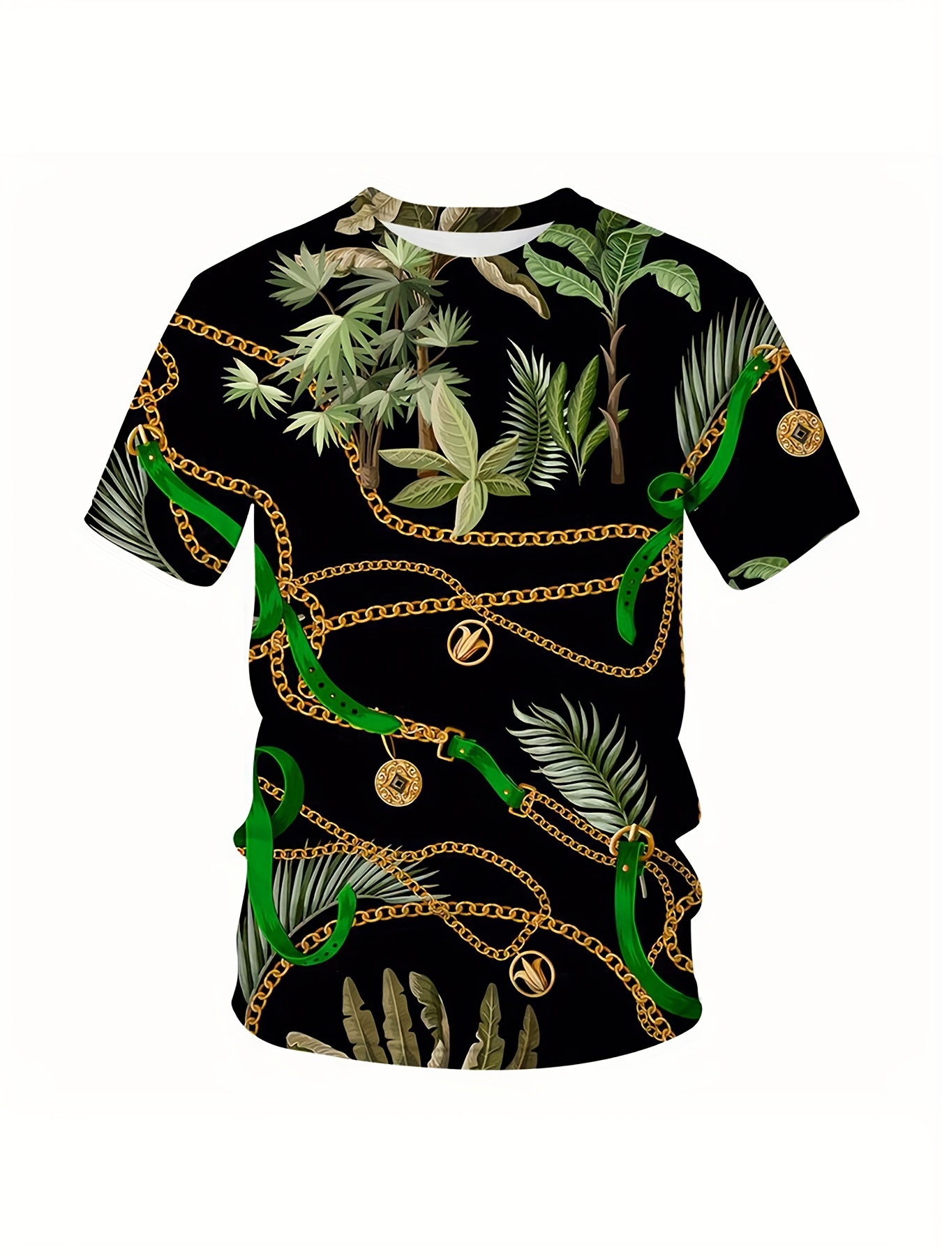 Leaf Golden Chain Pattern Print Men's T-Shirt Sale at Our Store