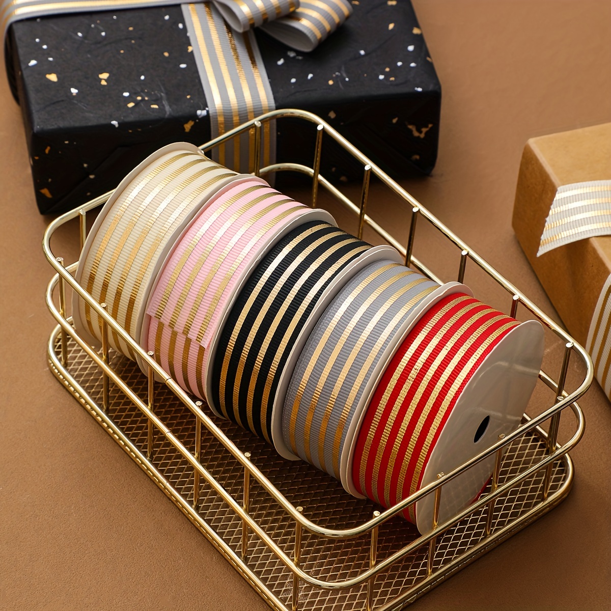 Gorgeous Gift Box Wrapping Ribbon Wide Edge Webbing Bronzing - Temu