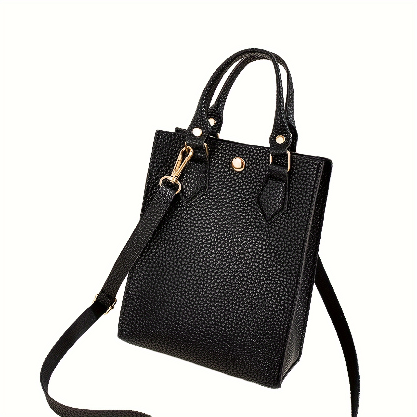 Buy Lychee bags women Pu Black Handbag at