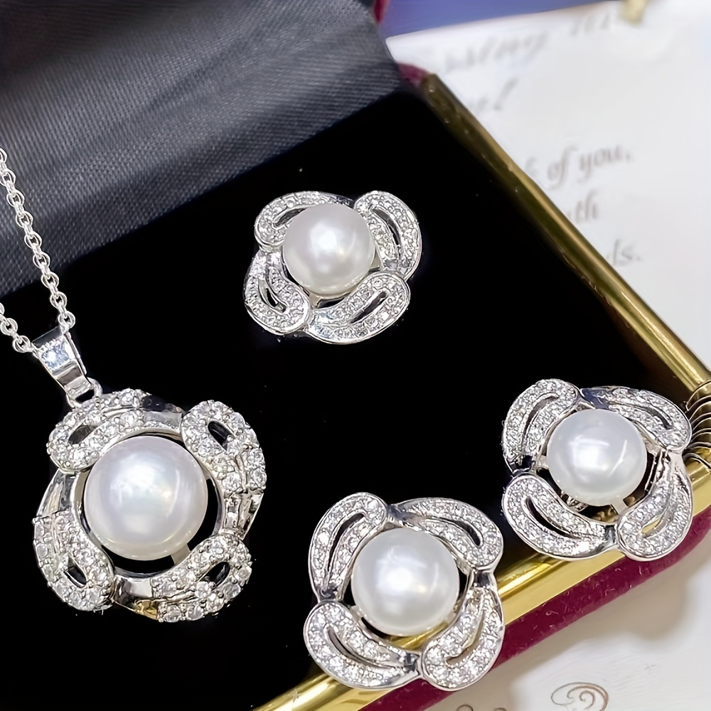 Pearl imitation clearance jewellery set