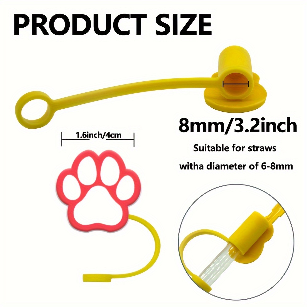 Paw Straw Topper Cat Dog Pet Cover for Straws 8mm or 10mm Opening 
