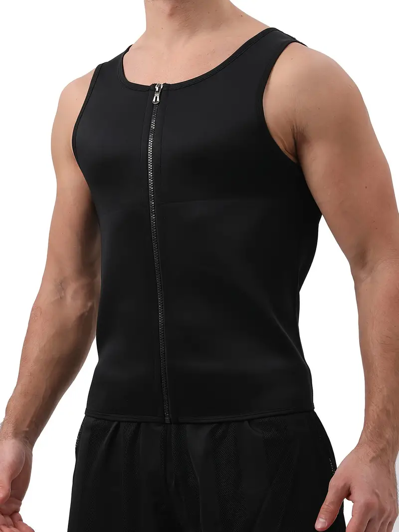 Slimming Sweat Vest For Men - Neoprene Zipper Tank Top For Waist Training  And Weight Loss