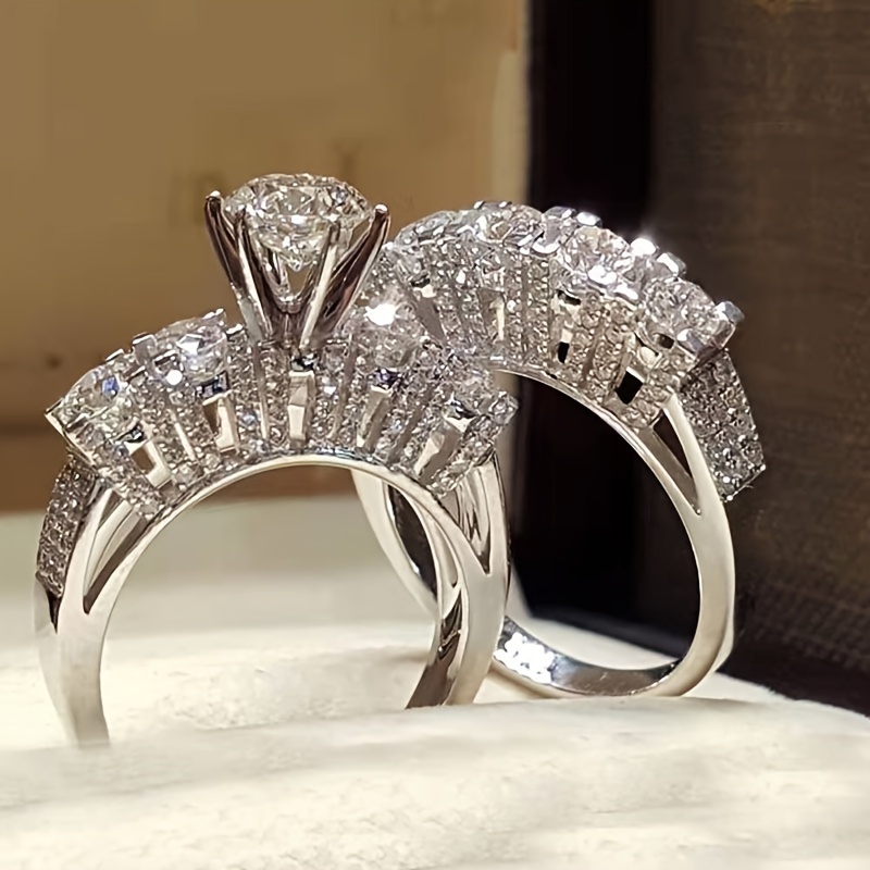 Gorgeous Women 925 Silver Filled Wedding Ring Princess Cut Cubic Zircon Sz  5-11
