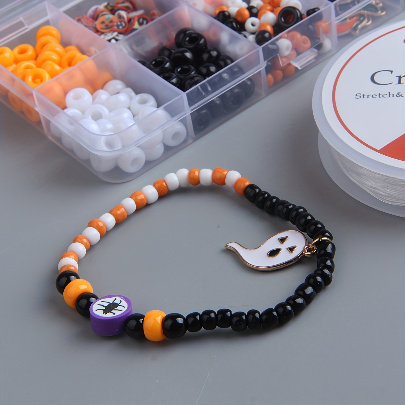 Halloween Bracelet Necklace Letter Beads, Black & Orange Soft Ceramic Diy  Set - Temu