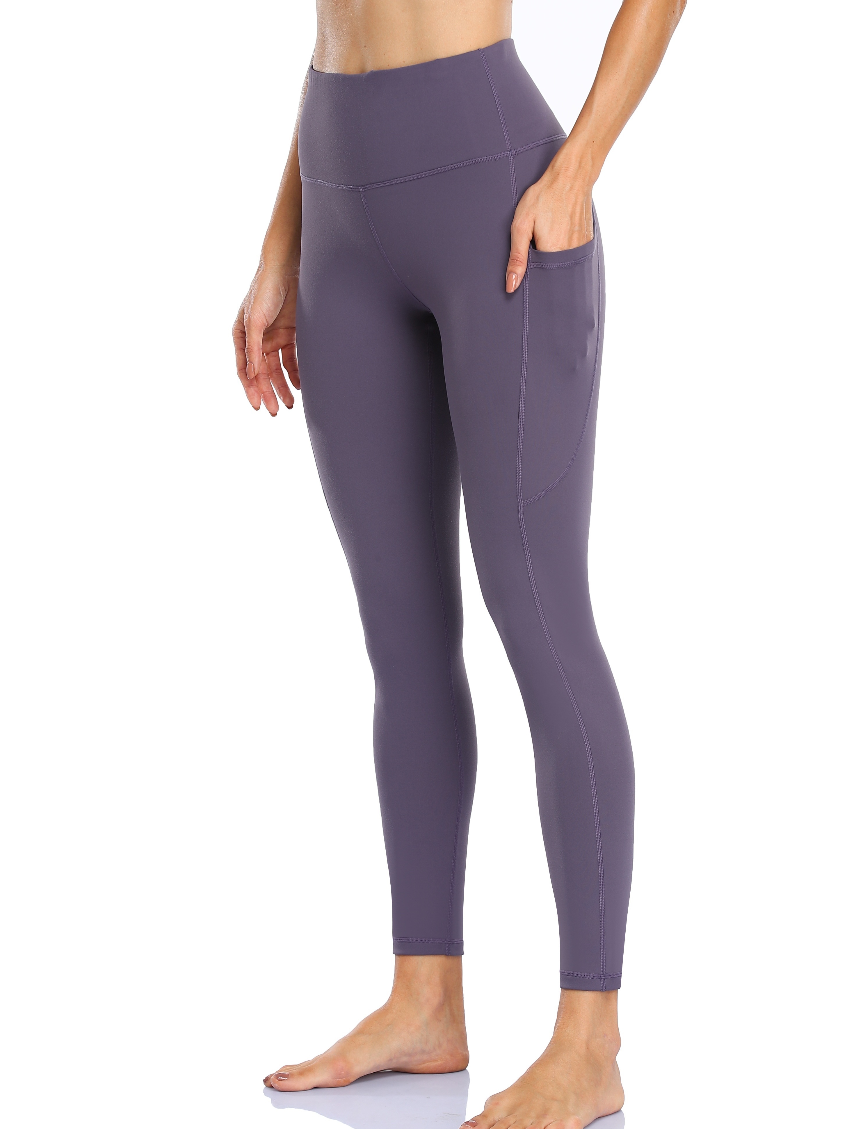 TOWED22 Women's Yoga Pants - Leggings with Pockets, High Waist Tummy  Control Workout Pants(Purple,S) 