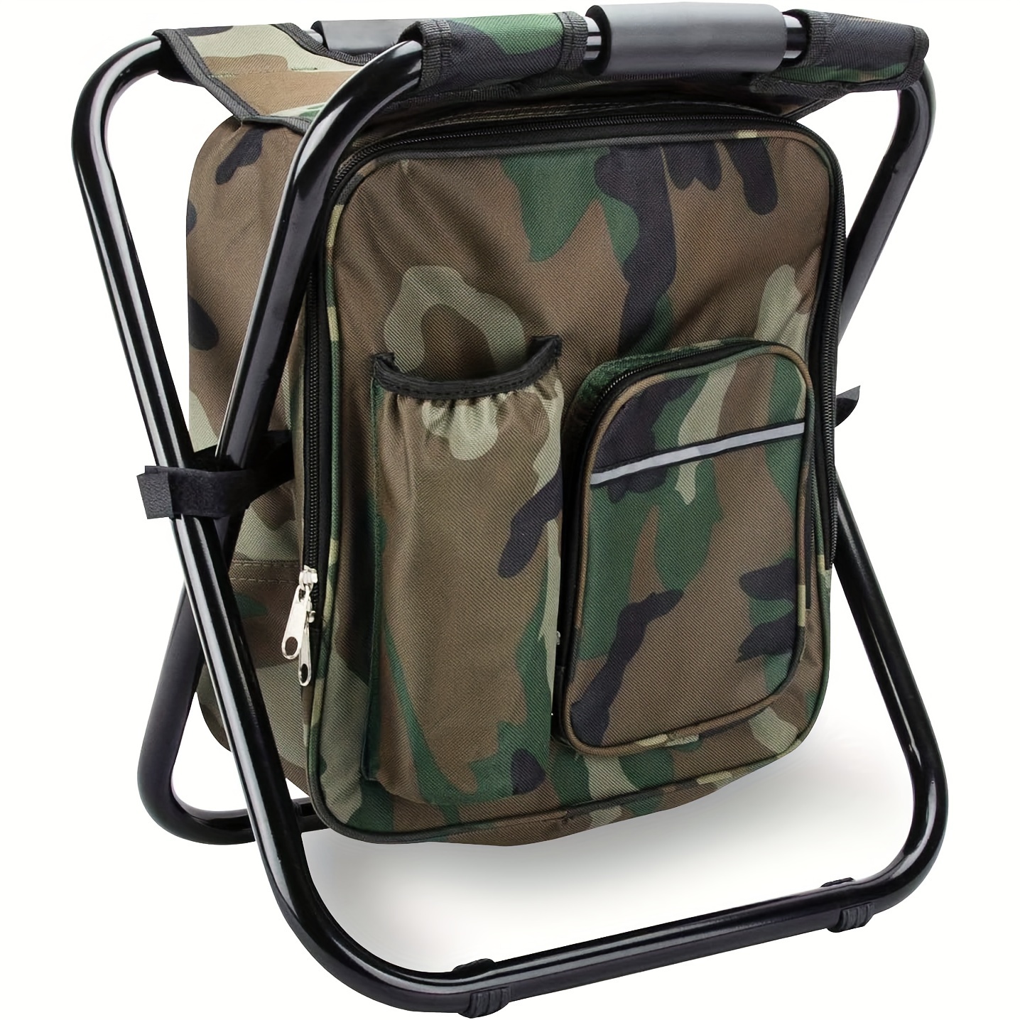 Get Out! Foldable Fishing Chair Backpack Stool with Cooler and Backrest 225 lbs, Size: Large