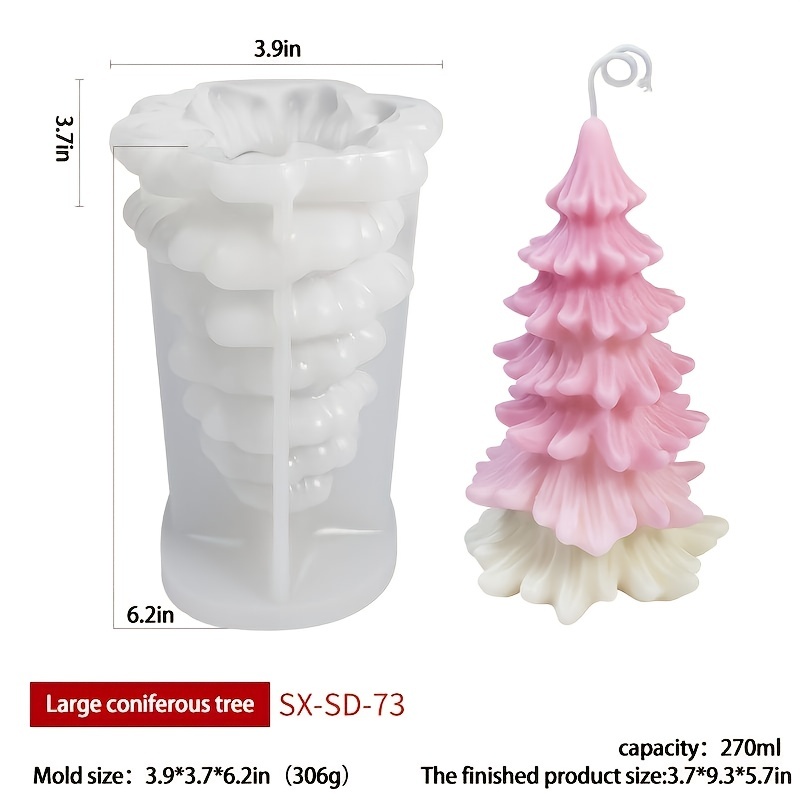 Puhuiying 3D Christmas Tree Candle Silicone Molds for Candle Making Soap Molds DIY