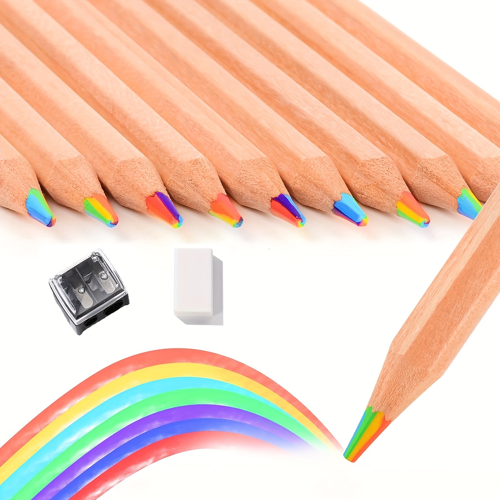 30 Pieces Rainbow Colored Pencils for Kids, 4 in 1 Color Pencils, Easter Pencil Gift Rainbow Pencil for Kids, Multi Colored Pencil, Fun Pencils