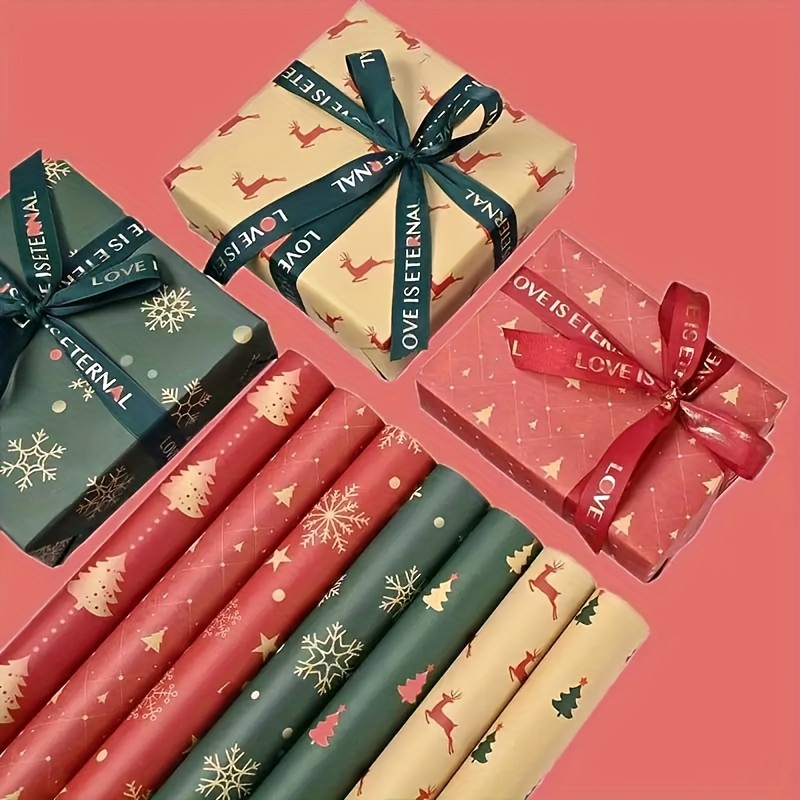 Retro Christmas Kraft Paper Wrapping Paper Cute Cartoon - Temu