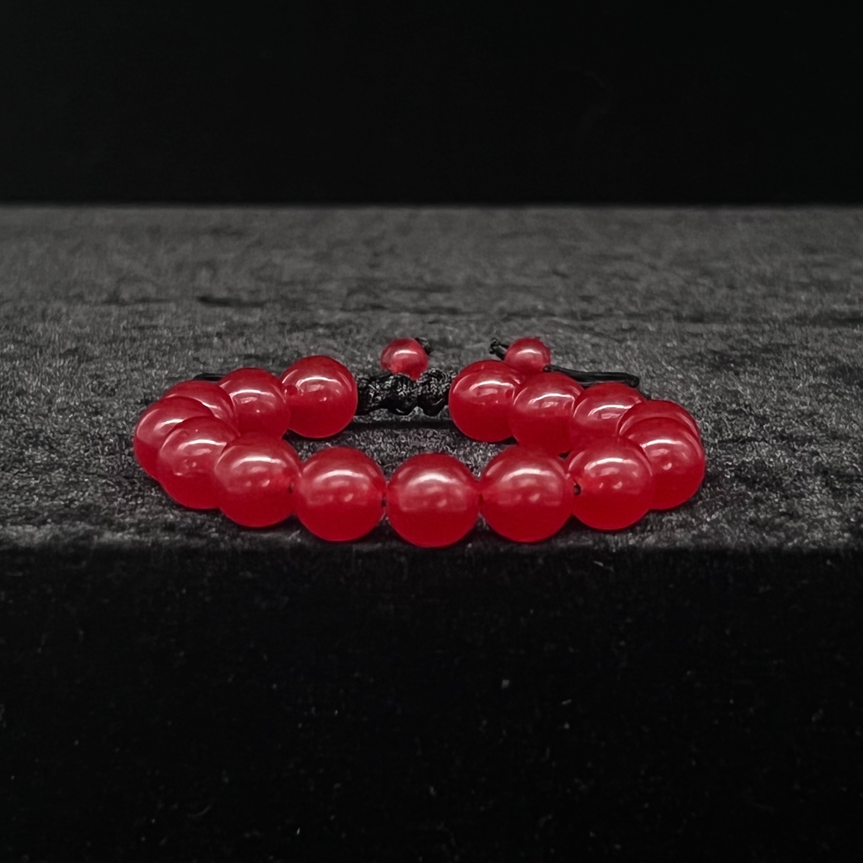 Red Jade Super Skinny Stacker Bracelet (4mm Beads) Large - 7.5