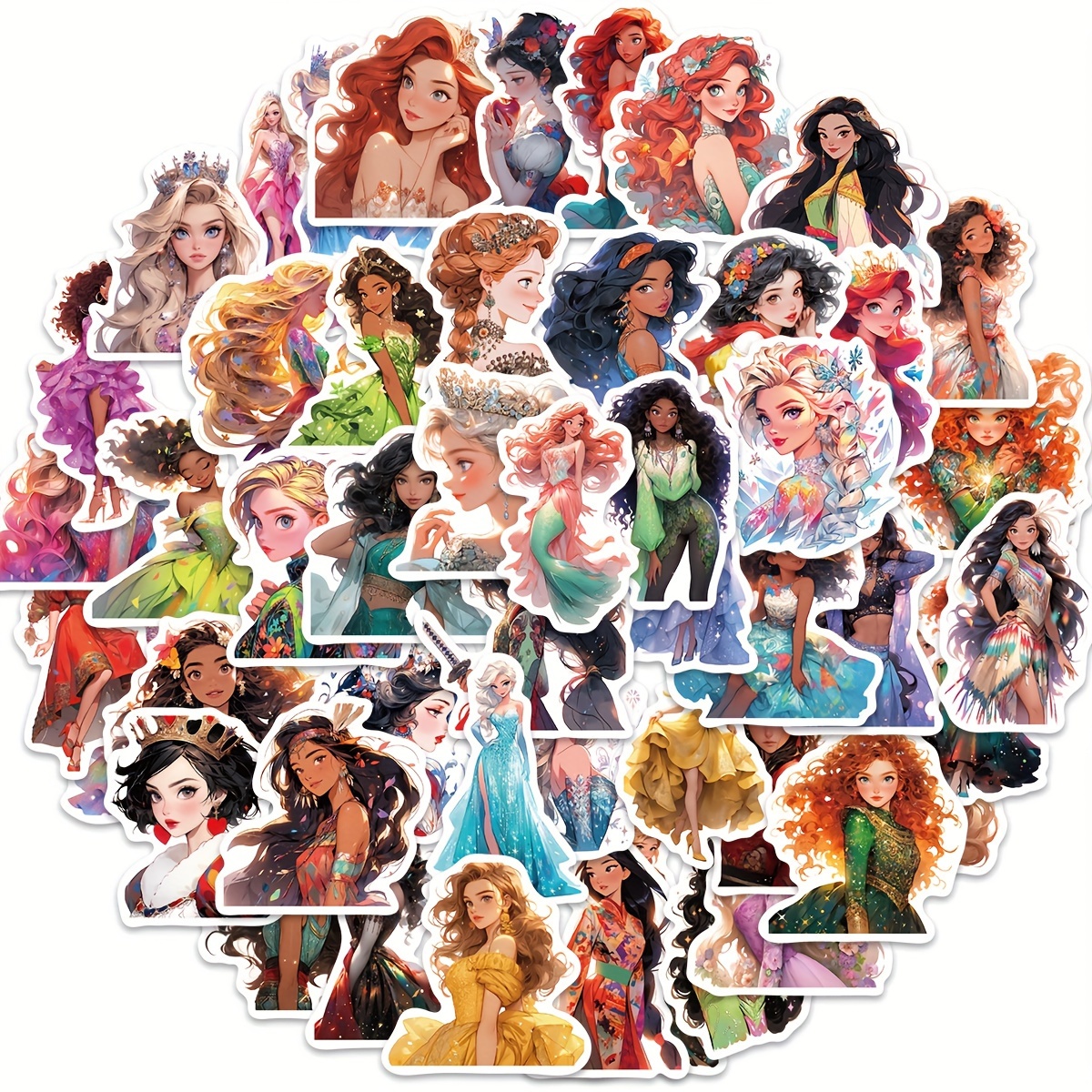 50pcs Pegatinas De Princesas De Dibujos Animados Para Maleta - Temu