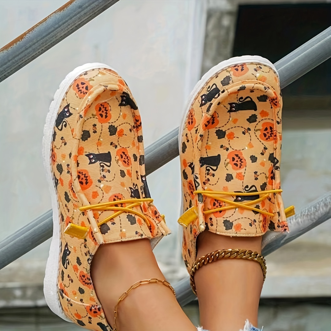 Casual Shoes for Women Women Shoes Halloween Color Printing Casual Shoes  Fashion Soft Sole Non Slip Lazy Casual Shoes Women Casual Shoes Canvas A 37  