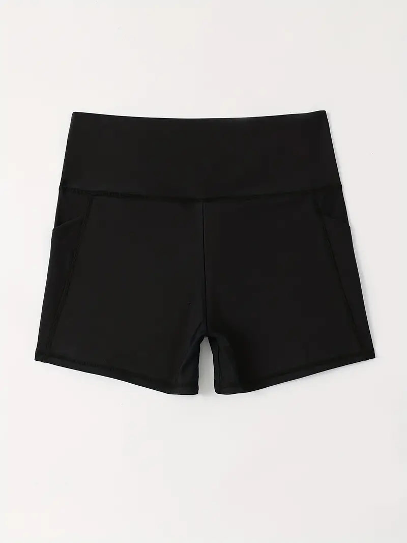 Side Slash Pocket High Waist Black Swim Suit Bottoms Tummy - Temu Canada