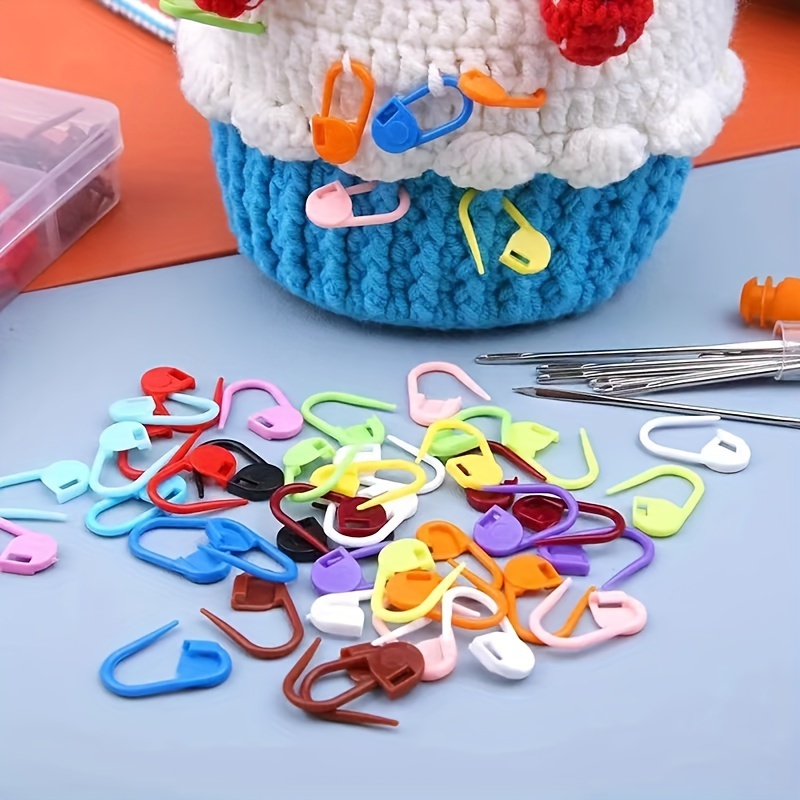 Color Knit Tag Crochet Clip Needle Diy Crafts Counters Mixed - Temu