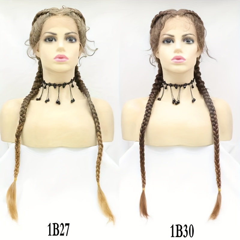 Hand braided Synthetic Lace Front Box Braided Wigs 360 Lace Temu