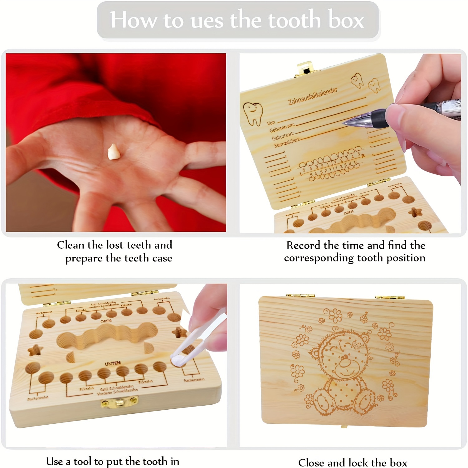 1pc Scatola Di Legno Per Denti Da Latte Per Bambini, Scatola Di  Conservazione Per Denti Da Latte, Scatola Di Raccolta Per Denti Da Latte Per  Bambini, Scatola Di Souvenir - Temu Italy