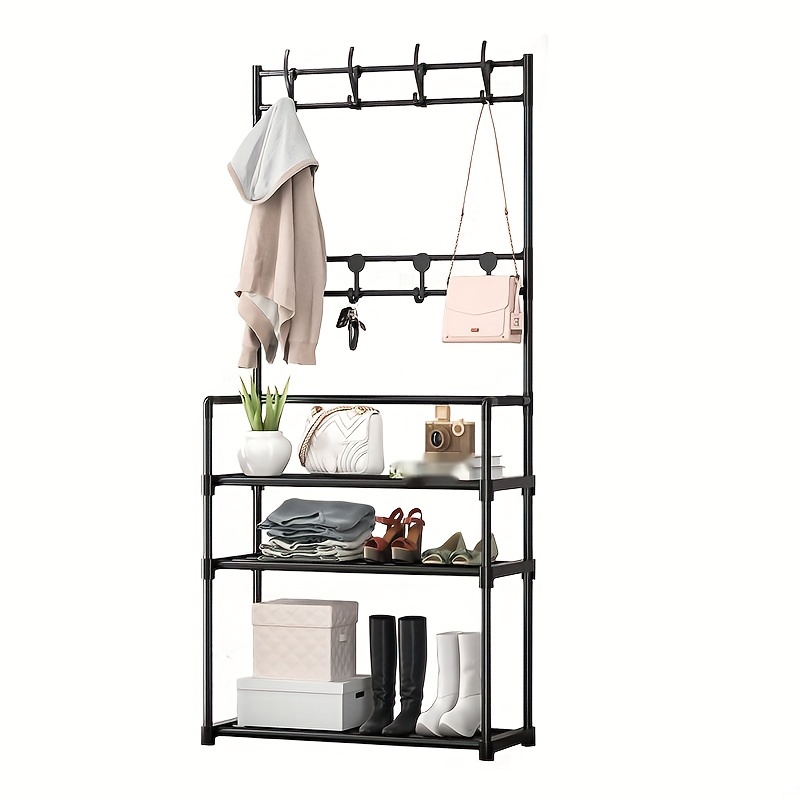 YY Home Clothing Garment Rack with Shelves, Metal Cloth Hanger