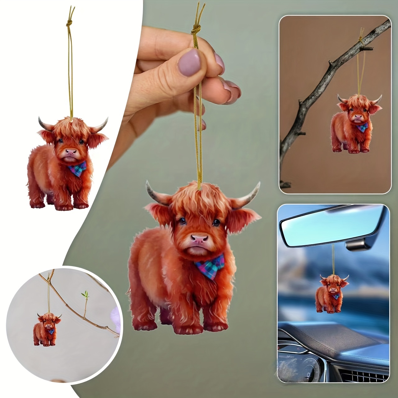 Acrylic Cartoon Highland Cattle Keychain Pendant Bag Purse Accessories For  Girls Women - Temu